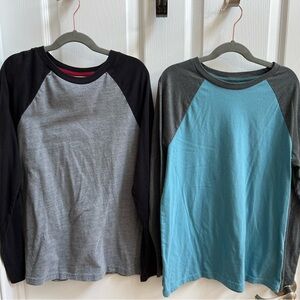 Sonoma Kids Long Sleeve Raglan Tees - Black/Gray and Blue/Gray